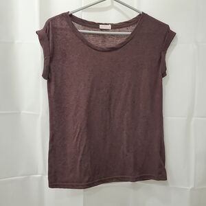 Mauve Lightweight Capsleeve Top with Linen